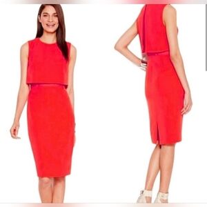Vince Camuto Sleeveless Sheath Dress Red/Orange Women's Size 12 Lace panel